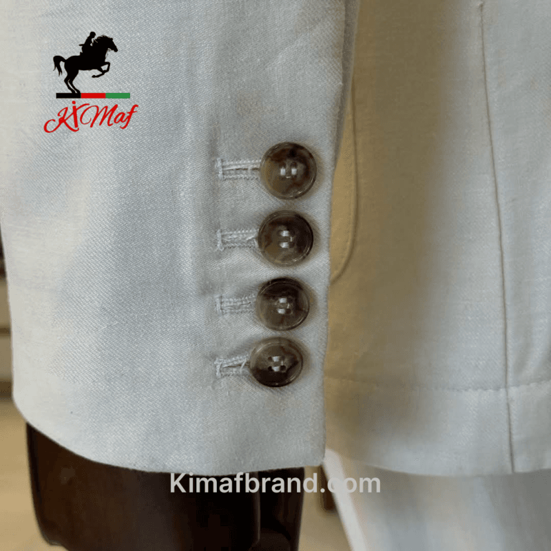 Elegant Ivory Men's Blazer with Classic Button Pockets
