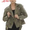 Women's Faux Leather Biker Jacket with Belted Sleeve Accents - Available in 3 Colors