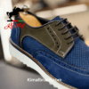 Men's Two-Tone Perforated Suede Oxford Shoes with Contrast Sole