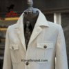 Elegant Ivory Men's Blazer with Classic Button Pockets