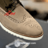 Men's Suede Brogue Oxford Shoes with Perforated Detailing