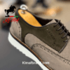 Men's Suede Brogue Oxford Shoes with Perforated Detailing