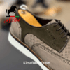 Men's Suede Brogue Oxford Shoes with Perforated Detailing