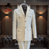 Elegant Ivory Men's Blazer with Classic Button Pockets