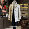 Elegant Ivory Men's Blazer with Classic Button Pockets