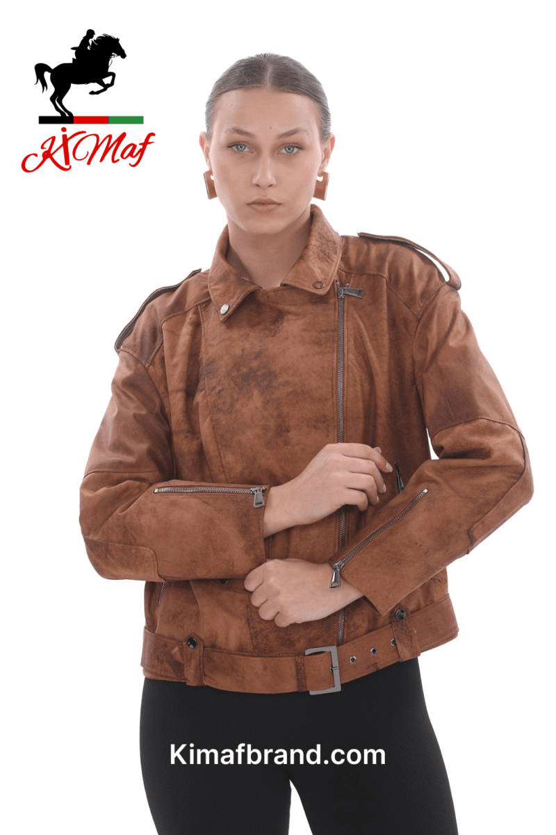 Women's Faux Leather Biker Jacket with Belted Sleeve Accents - Available in 3 Colors