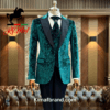 Elegant Dark Green Floral Suit by Kimaf