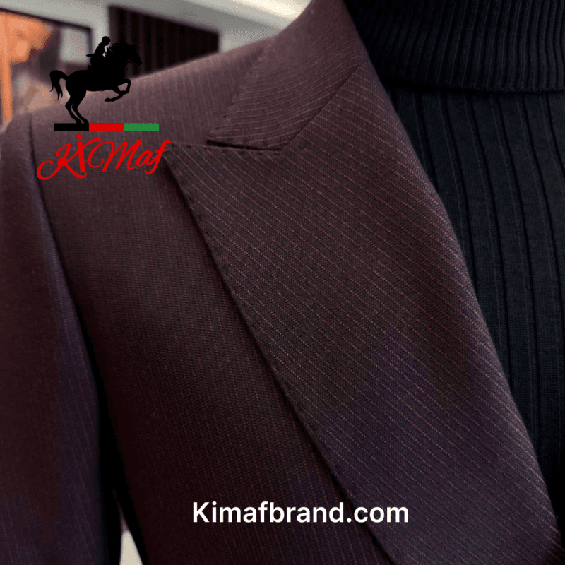 Stylish Maroon Double-Breasted Suit Jacket by Kimaf