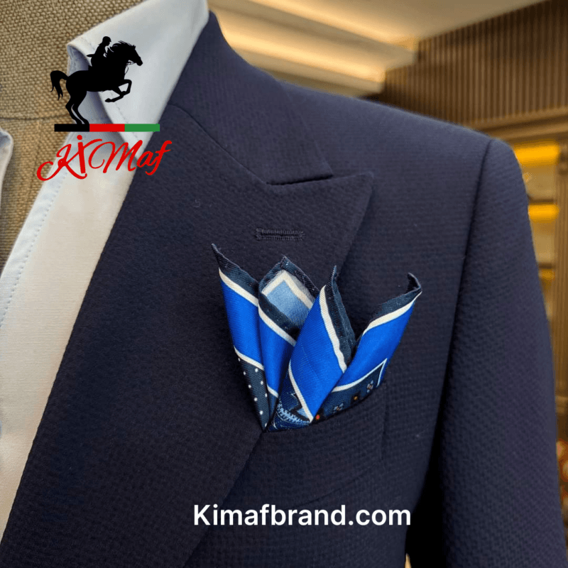 Classic Dark Blue Double-Breasted Suit by Kimaf