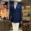 Classic Dark Blue Double-Breasted Suit by Kimaf