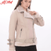 Kimaf Women's Shearling-Lined Black Leather Jacket