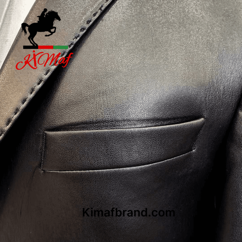 Kimaf Classic Black Leather Suit Jacket