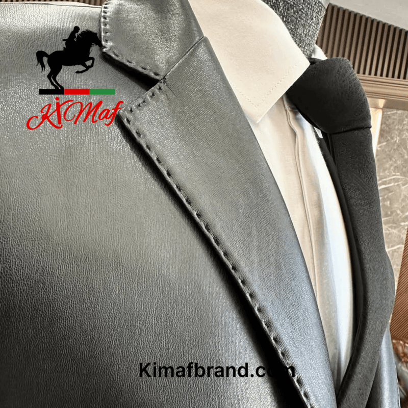 Kimaf Classic Black Leather Suit Jacket