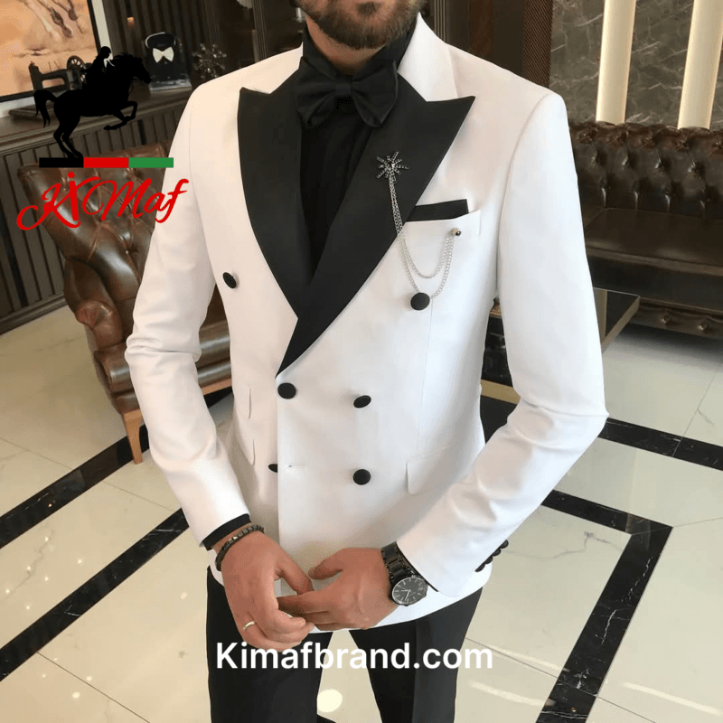 Elegant White Tuxedo Jacket by KimaF