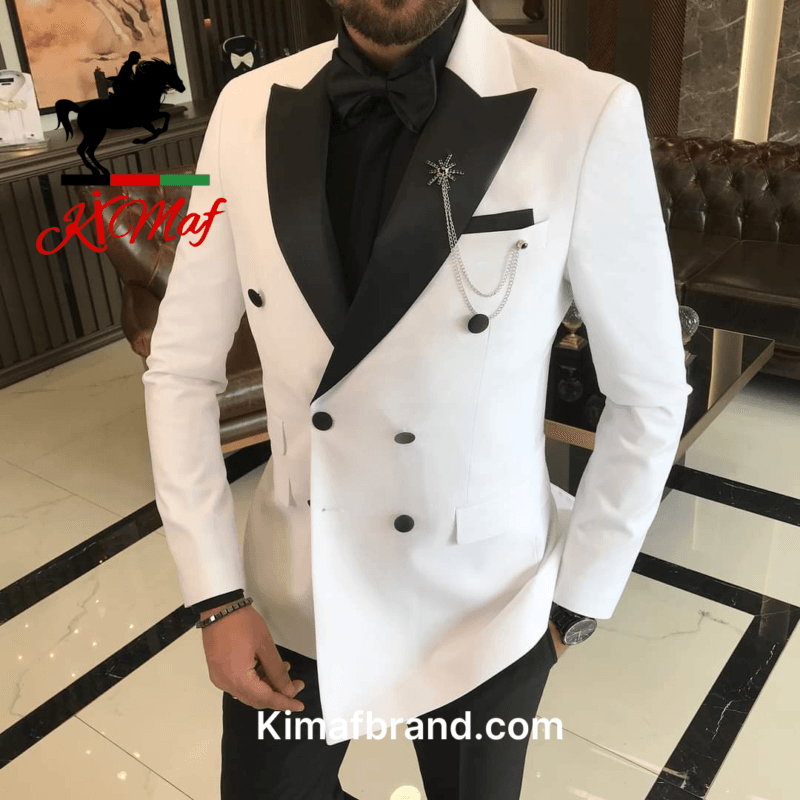 Elegant White Tuxedo Jacket by KimaF