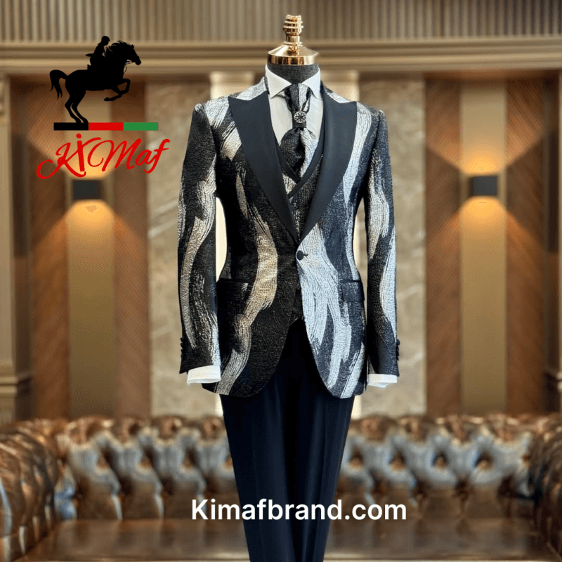 Stylish Black and Silver Tuxedo Jacket by KimaF