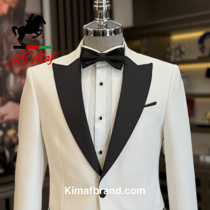 Elegant White Tuxedo Jacket by KX Maf