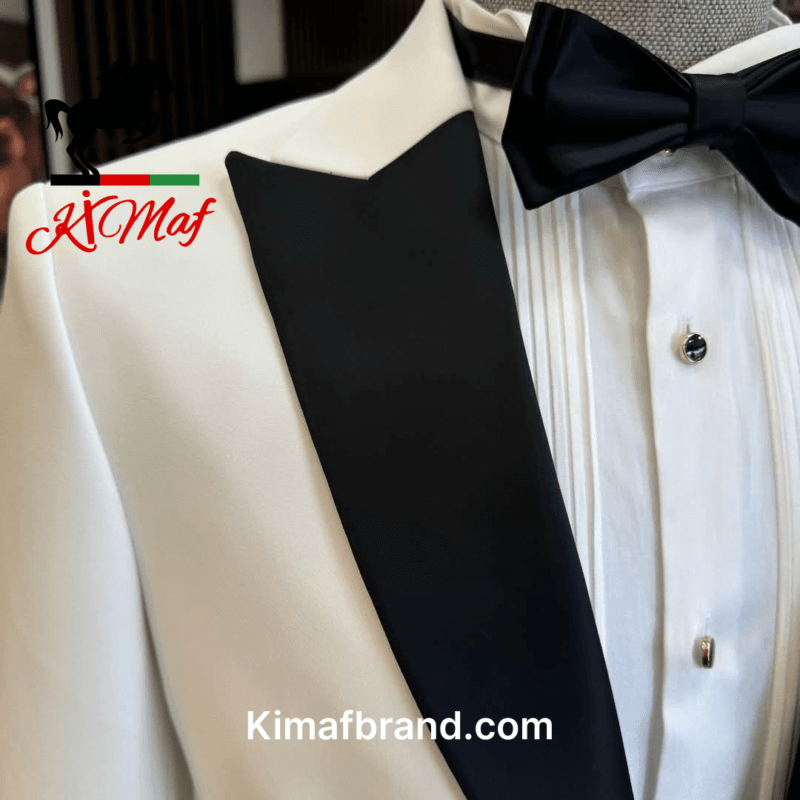 Elegant White Tuxedo Jacket by KX Maf