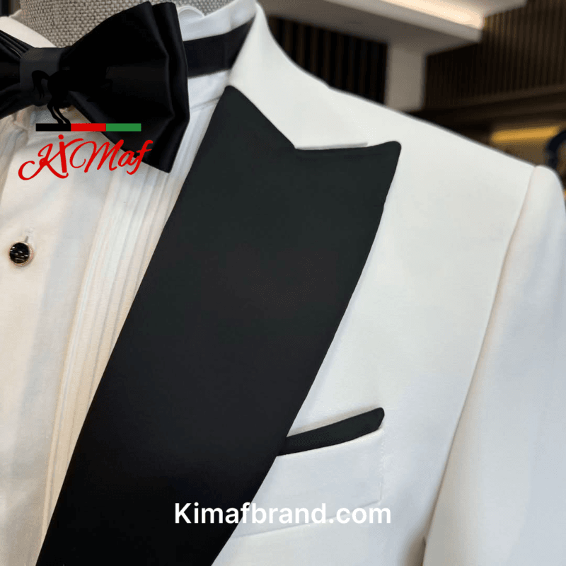 Elegant White Tuxedo Jacket by KX Maf