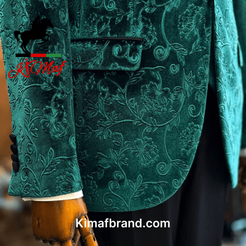 Elegant Dark Green Floral Suit by Kimaf