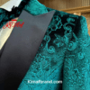 Elegant Dark Green Floral Suit by Kimaf