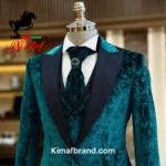 Elegant Dark Green Floral Suit by Kimaf